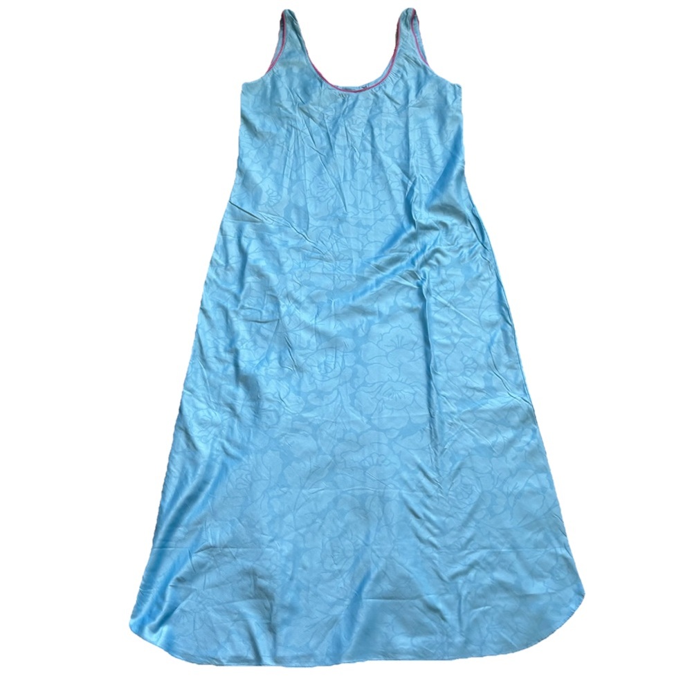 FERNANDO SANCHEZ VINTAGE Elegant Blue Women's Nightgown W/ Pink Piping